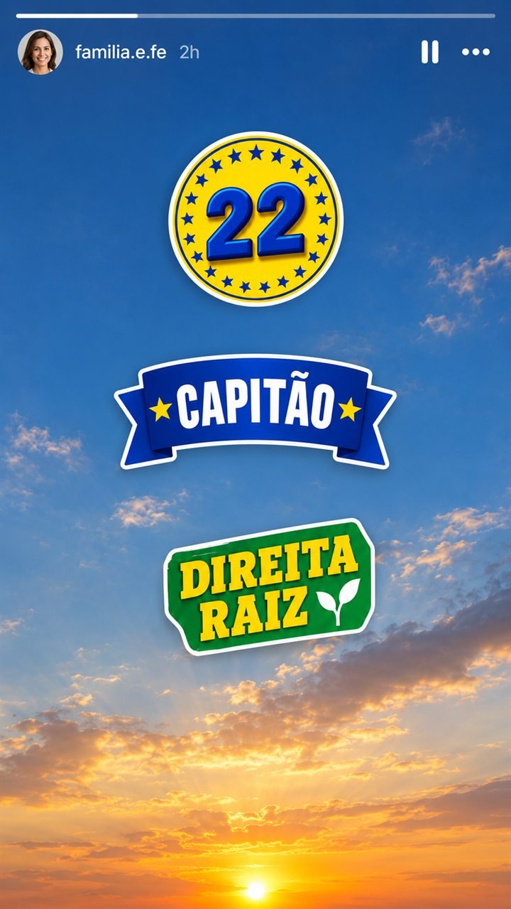 Story com as figurinhas 22, Capitão e Direita raiz